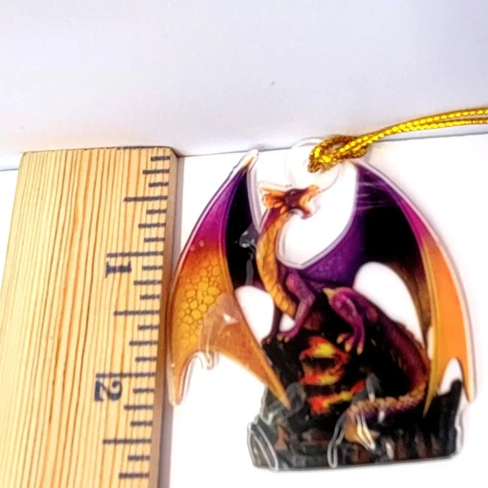 Dragon Ornament Acrylic Fantasy Mythical Purple Gold NEW